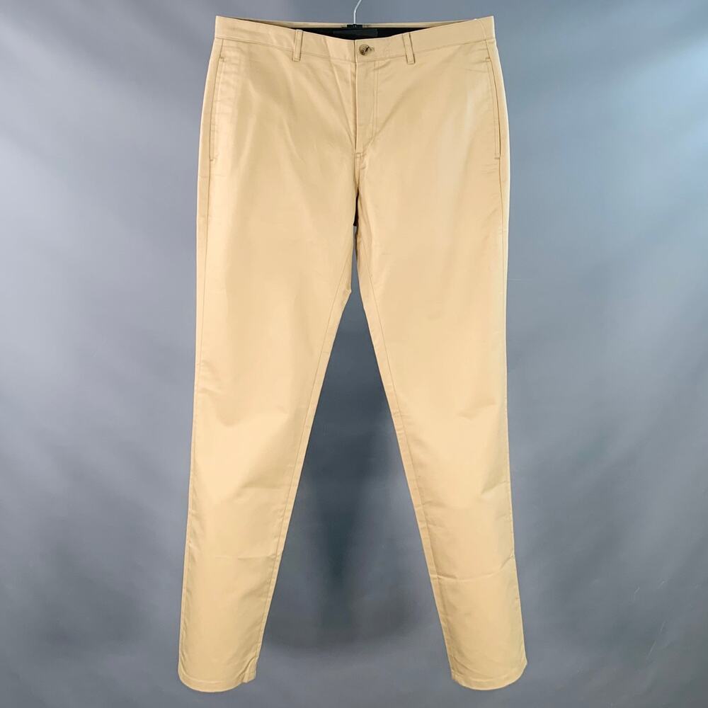 A.P.C. Size 33 Khaki Cotton Twill Flat Front Tapered Casual Pants